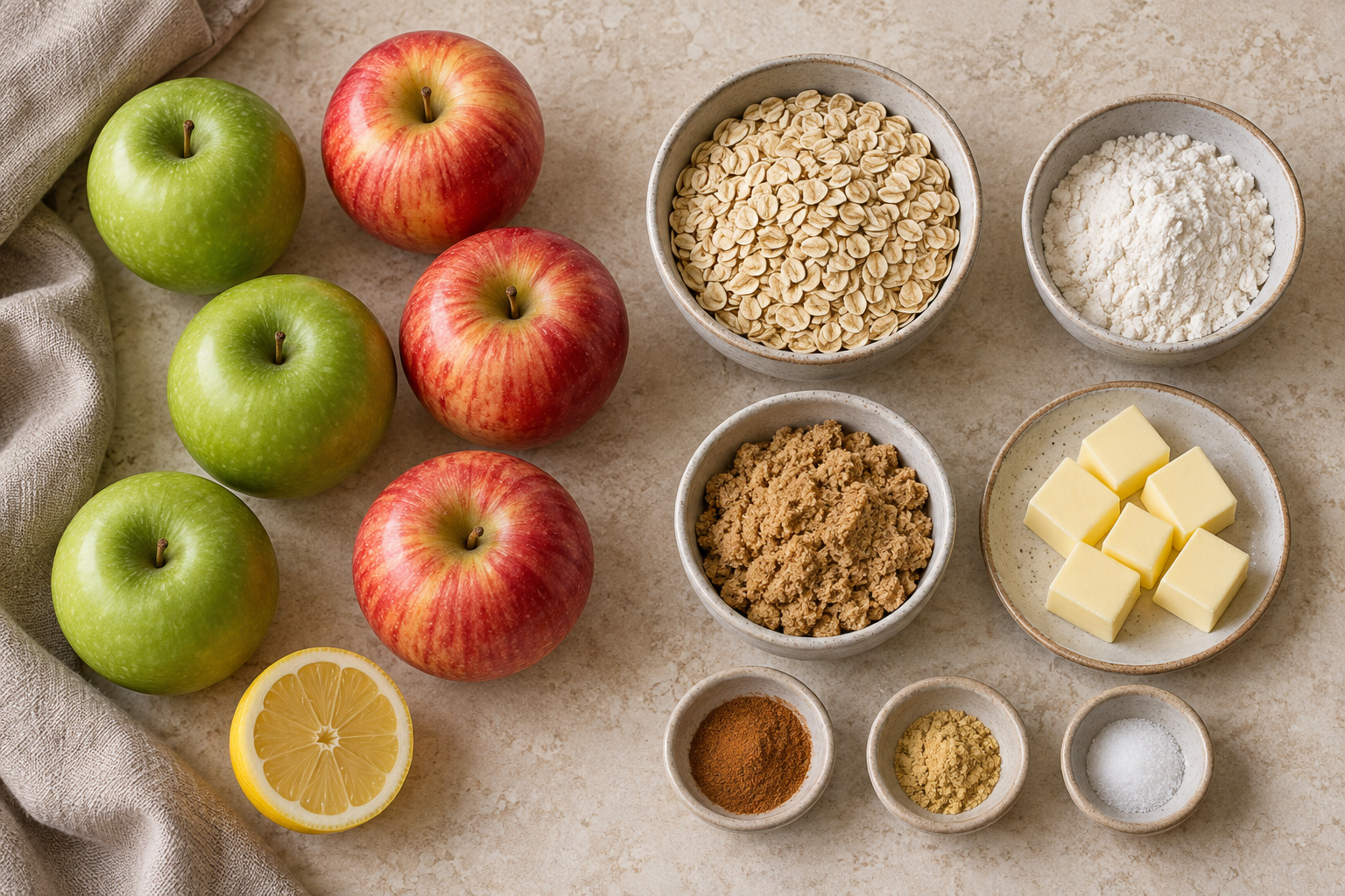 Ingredients for Cinnamon-Ginger Apple Crisp