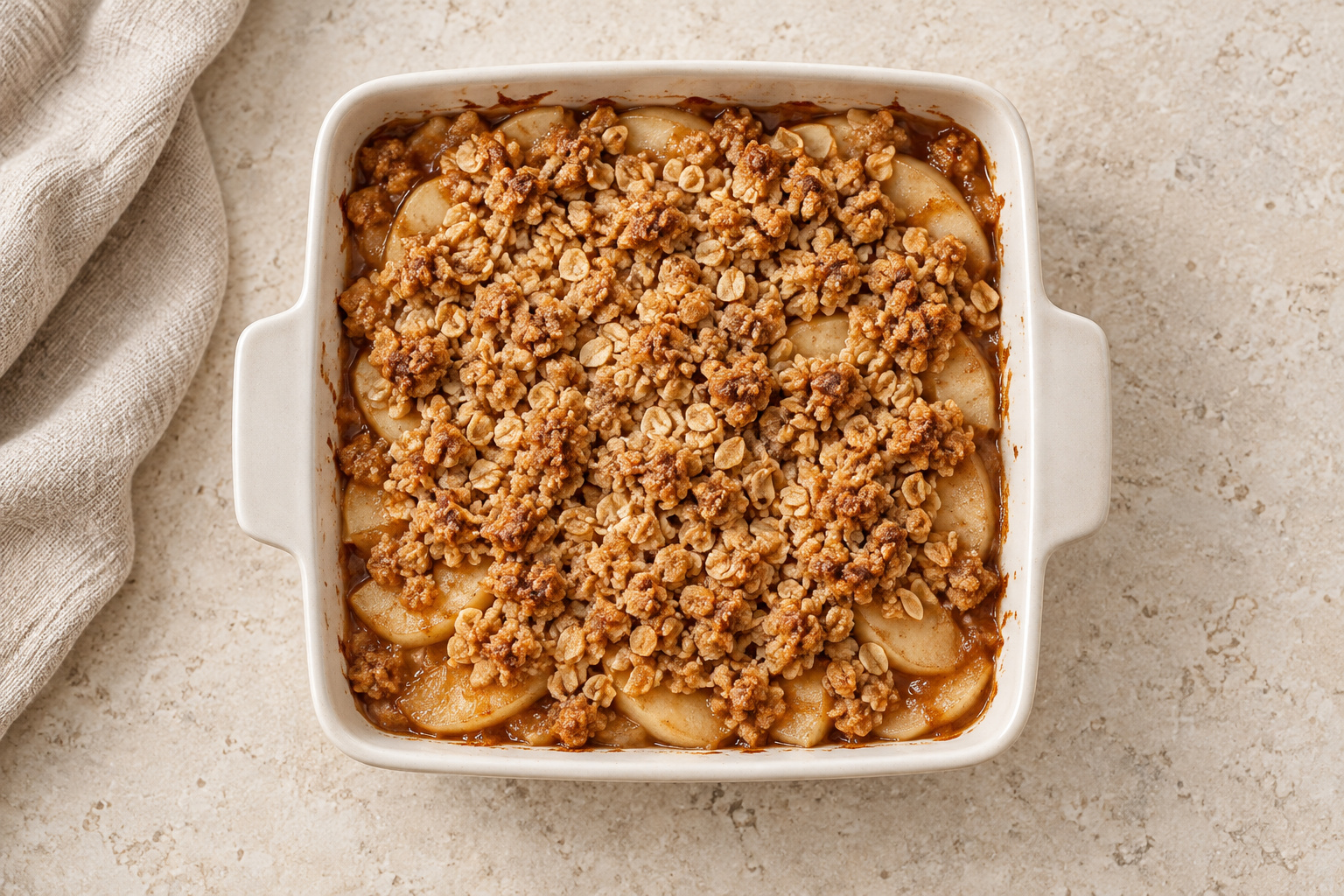 Cinnamon-Ginger Apple Crisp, overhead view