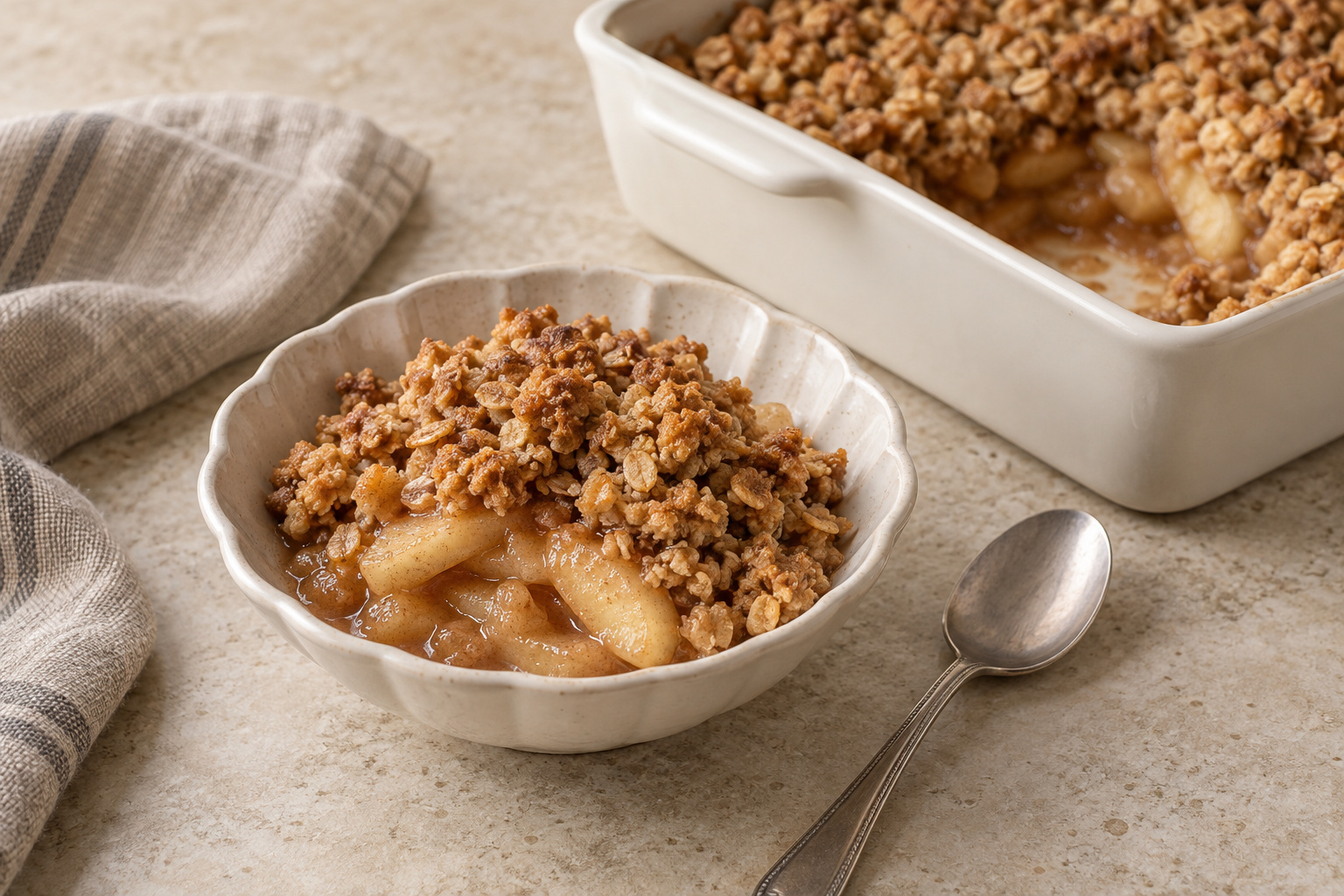 Cinnamon-Ginger Apple Crisp, ready to share