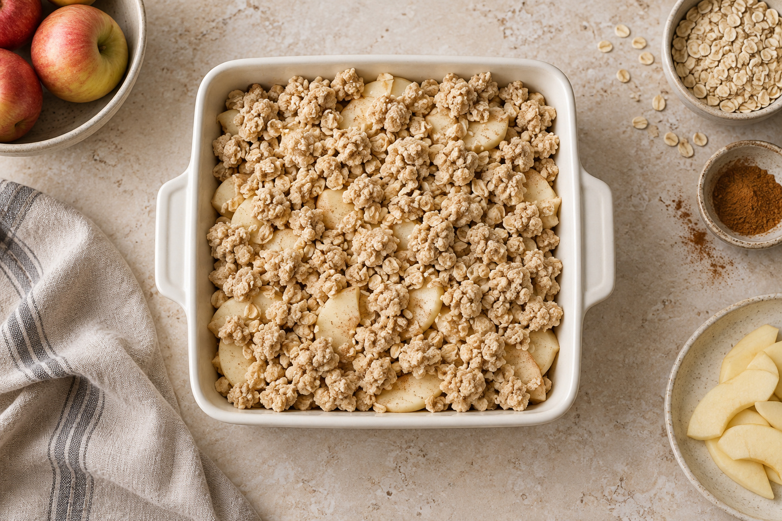 Cinnamon-Ginger Apple Crisp — step 4: Cover the apples