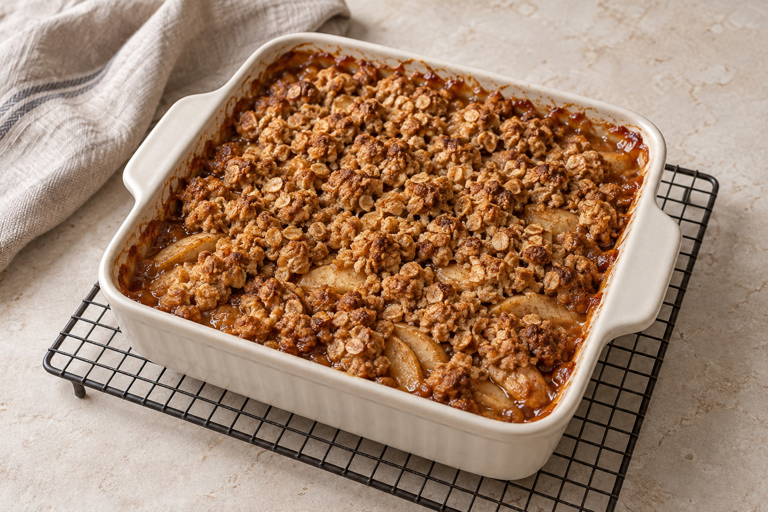 Cinnamon-Ginger Apple Crisp — step 5: Bake, rest and serve