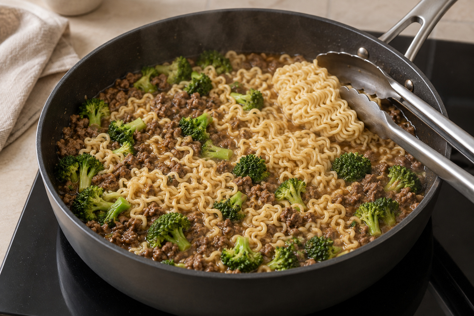 Step 5: Cook the noodles in the pan