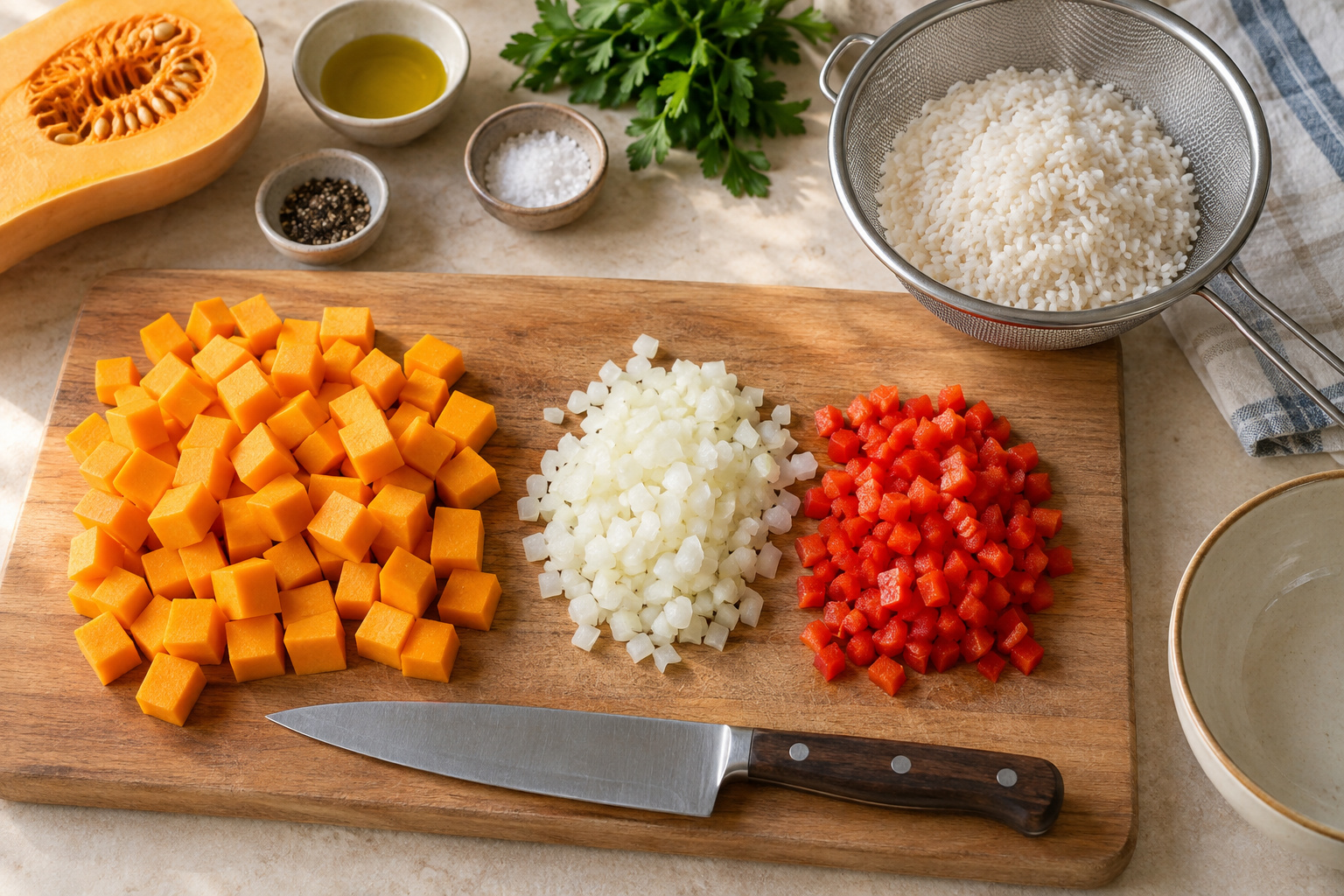 Step 1: Prepare the vegetables and rice