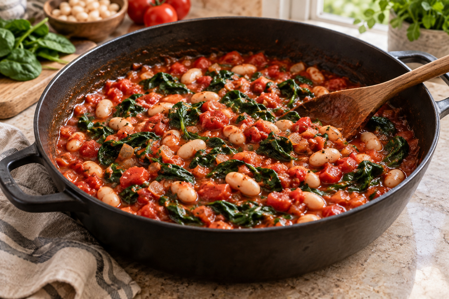 Step 3: Fold in beans and spinach